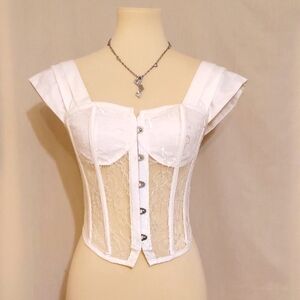 PrettyLittleThing White Lace Bustier Top